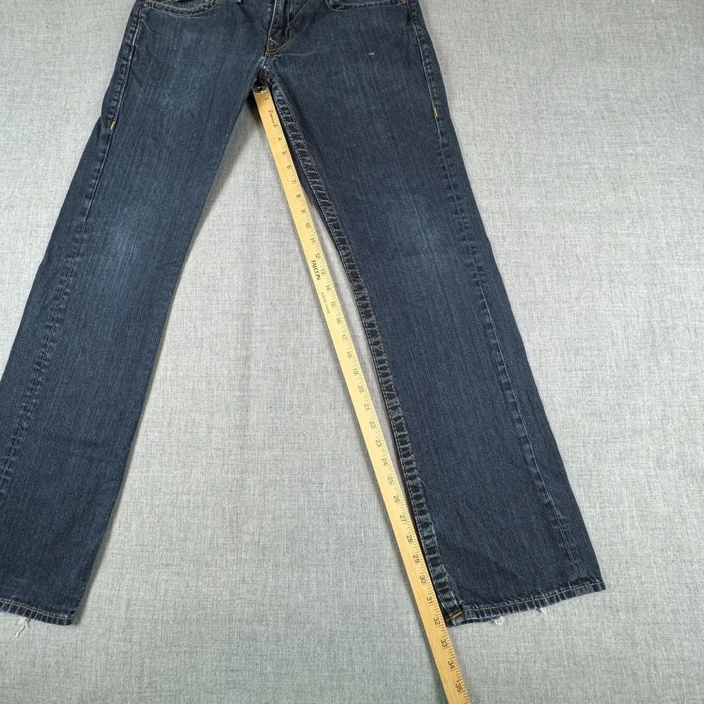 True Religion Section Straight Straight Flap Jeans Mens 33x32 Blue Rinse Denim